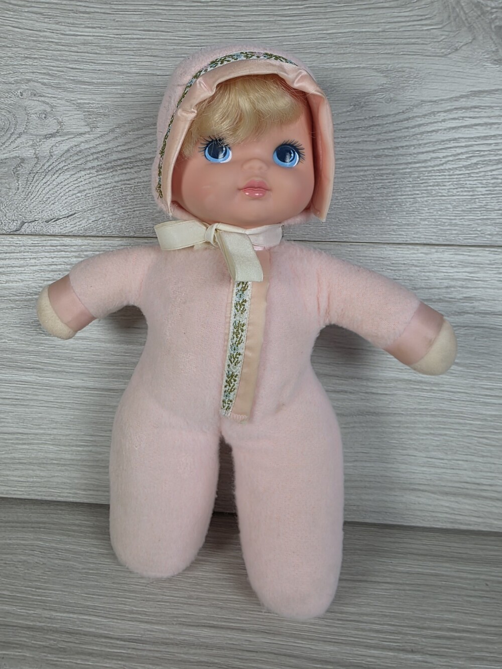 Vtg 1983 Mattel 12” Baby’s 1st Snuggle Doll Pink Plush Body Vinyl Face SU1